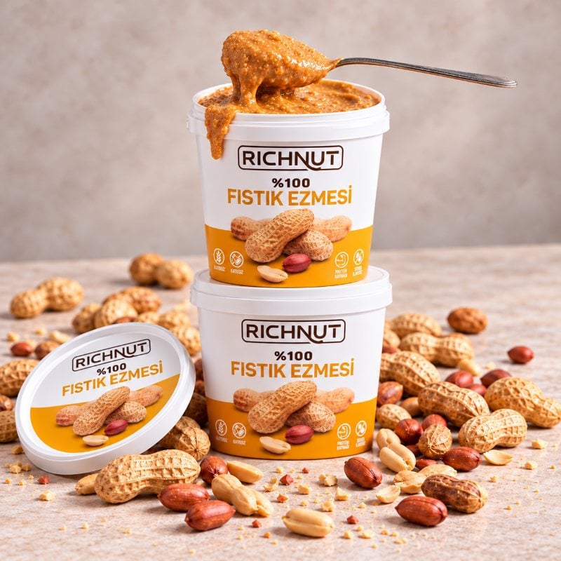 Richnut şekersiz ve katkısız yüzde 100 fıstık ezmesi