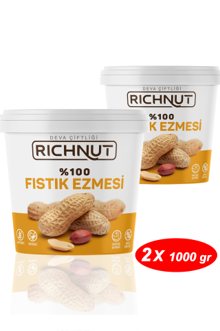 Fıstık Ezmesi 2 kg (2 x 1 kg) – Şeker İlavesiz, Katkısız, %100 Yer Fıstığı