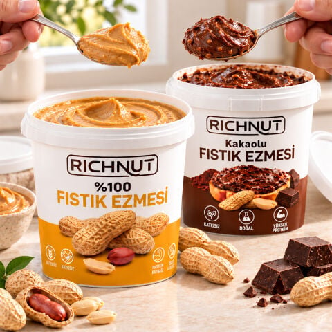 Fıstık Ezmesi 2 KG Paket – (1 KG KAKAOLU + 1 KG SADE)