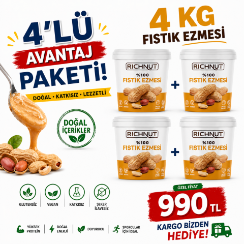 4 KG SADE FISTIK EZMESİ PAKETİ