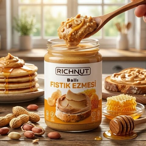 Ballı Fıstık Ezmesi 300 gr (Katkısız, Şekersiz, Doğal)