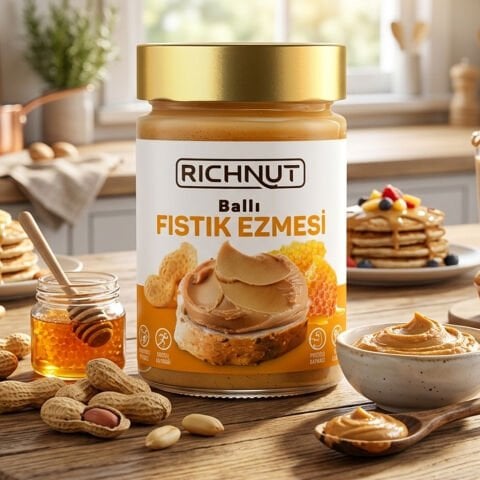 Ballı Fıstık Ezmesi 300 gr (Katkısız, Şekersiz, Doğal)