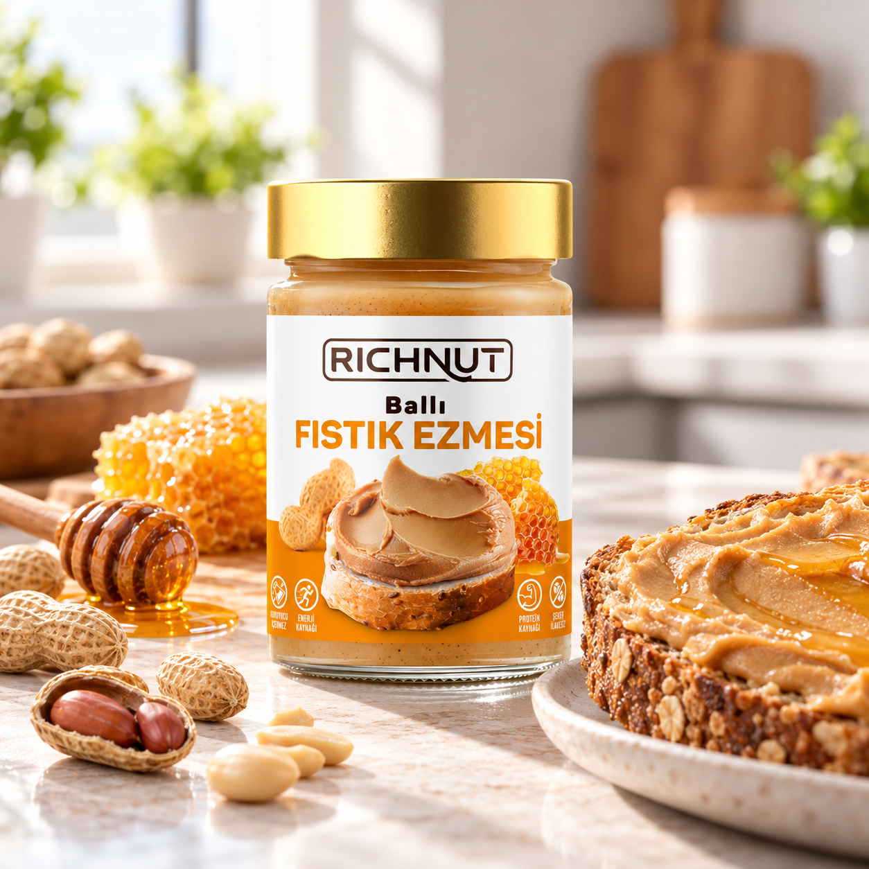 Ballı Fıstık Ezmesi 300 g – Katkısız, Bal ve Yer Fıstığı