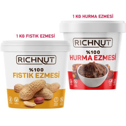 Hurma Ezmesi 1 KG + Sade Fıstık Ezmesi 1 KG