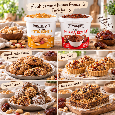 Hurma Ezmesi 1 KG + Fıstık Ezmesi 1 KG
