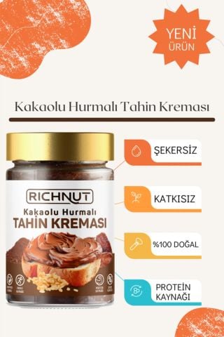 Kakaolu Hurmalı Tahin Kreması (Şekersiz, Katkısız, %100 Doğal) 300 gr