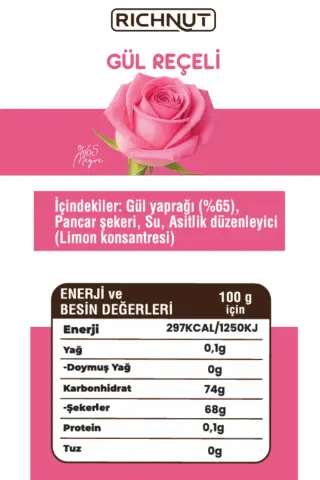 Gül Reçeli (Katkı, Koruyucu, Renklendirici İÇERMEZ)