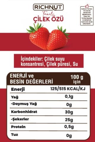 Çilek Özü (Şekersiz, Katkısız ve Doğal)