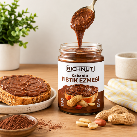 Kakaolu Fıstık Ezmesi Kavanoz 300 GR – Katkısız, Osmaniye Yer Fıstığı
