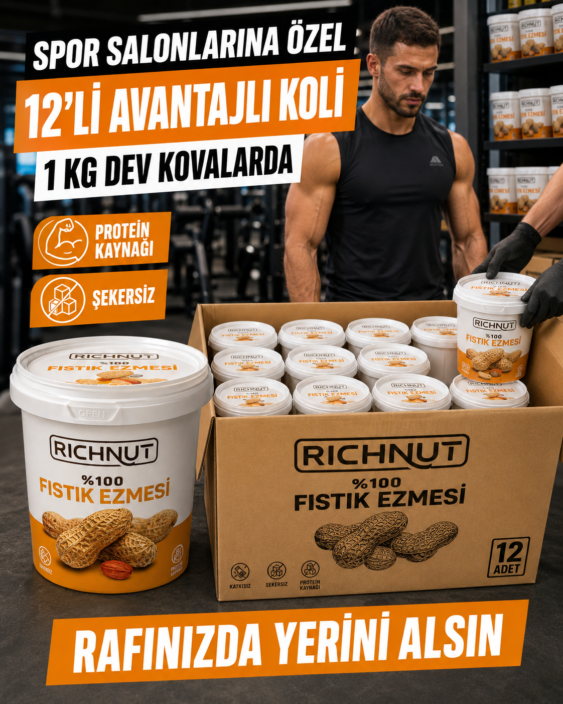 12'li Toptan %100 Fıstık Ezmesi Paketi