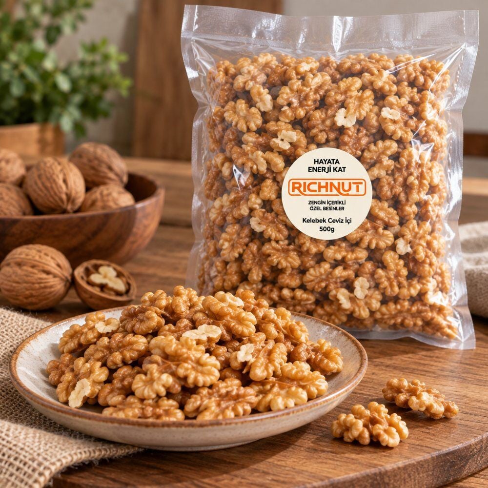Kelebek İç Ceviz 500 g (İri Boy Yağlı Ceviz İçi)
