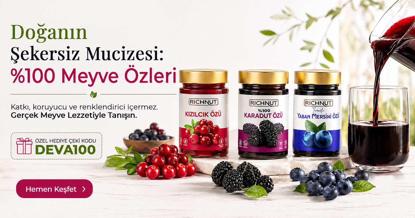 %100 Meyve Özleri